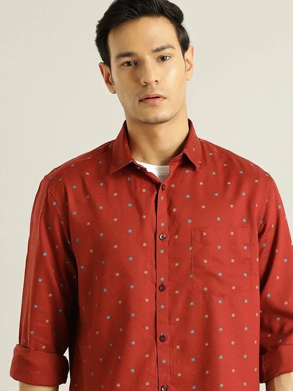 Indian Terrain Men All Over Print Red Shirt